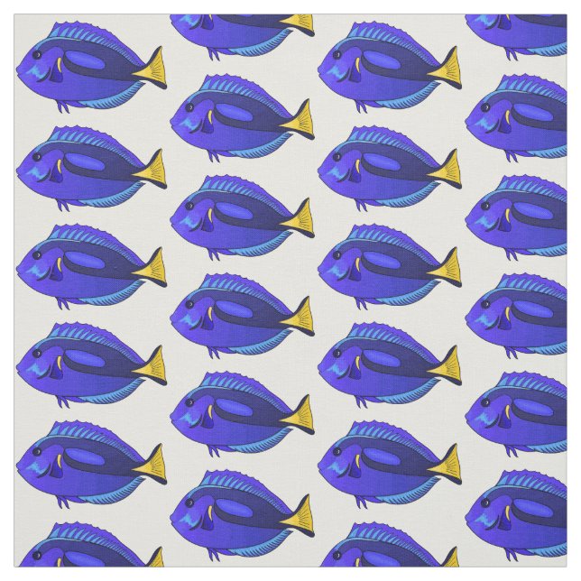 Blue tang fish cartoon illustration fabric (Swatch)