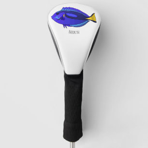 Blue tang fish cartoon illustration golf head cover
