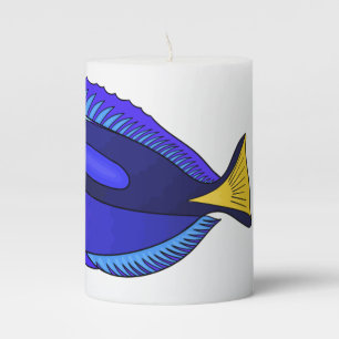 Blue tang fish cartoon illustration pillar candle