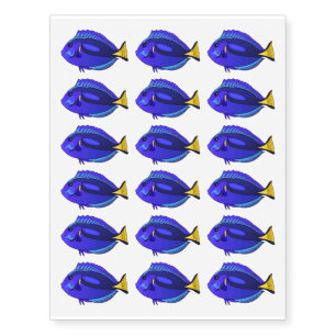 Blue tang fish cartoon illustration temporary tattoos