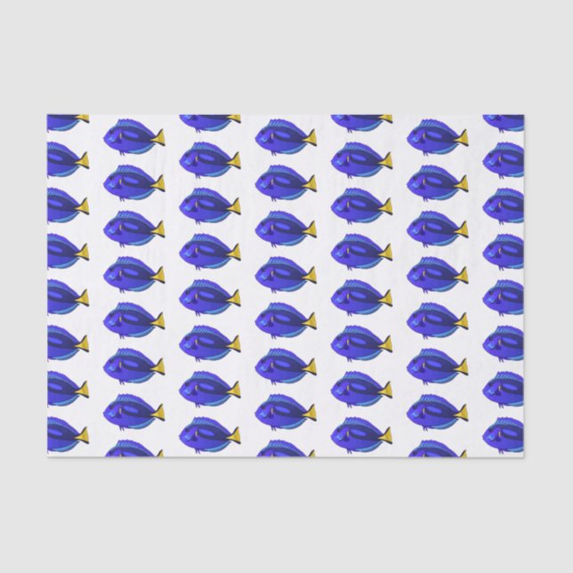 Blue tang fish cartoon illustration tissue paper (Front)