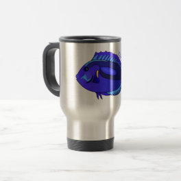 Blue tang fish cartoon illustration travel mug