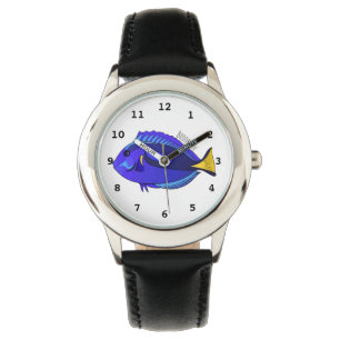 Blue tang fish cartoon illustration watch