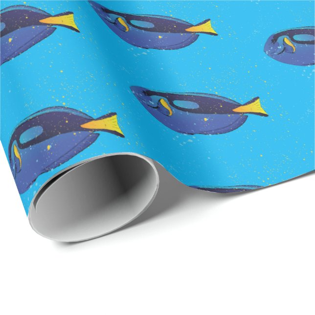 Blue Tang Marine Aquarium Tropical Fish Pattern Wrapping Paper (Roll Corner)