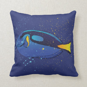 Blue Tang Tropcal Aquarium Fish Art Throw Pillow