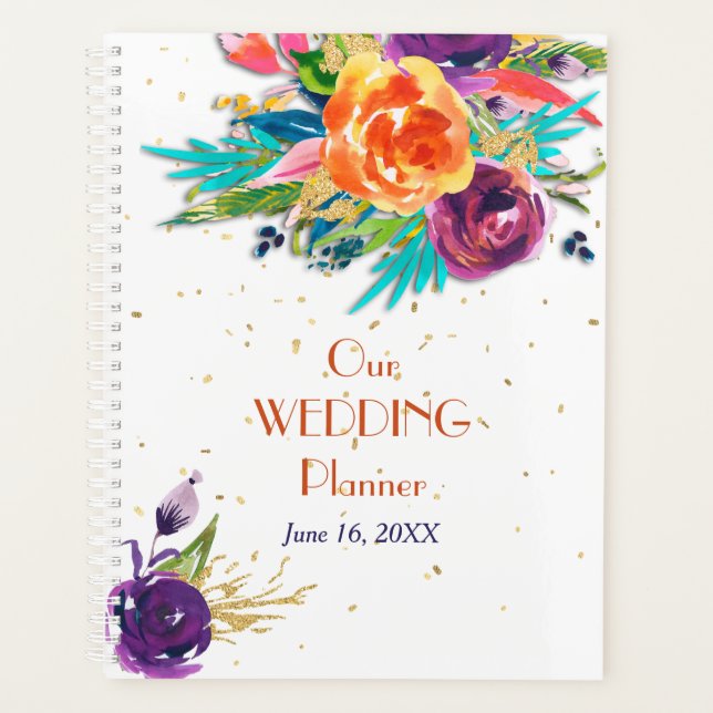Blue Tangerine Floral Wedding Planner (Front)