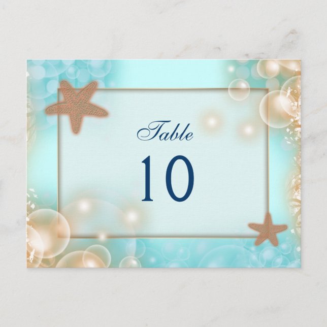 Blue tangerine wedding TABLE NUMBER (Front)