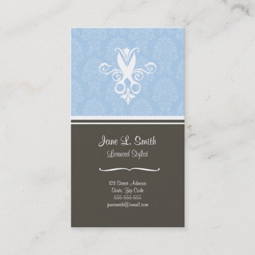 Customizable Blue Tapestry Scissors Business Card Templates