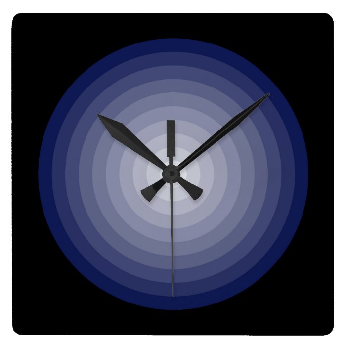 Blue Target Wall Clock Square