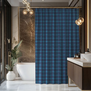 Blue Tartan Curtain Gift for His Bathroom Style