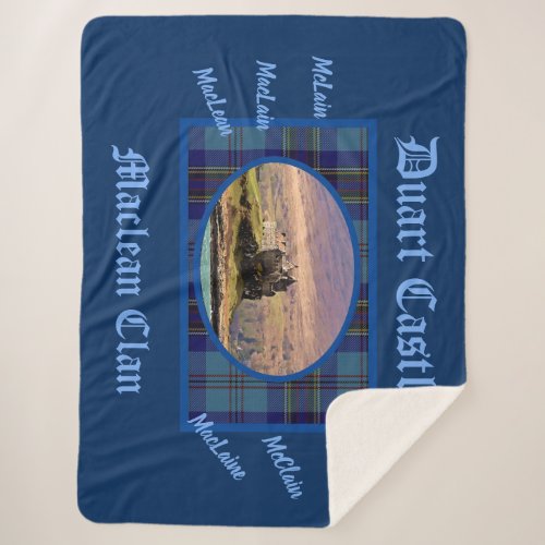 Blue Tartan MacLean Clans Scottish Duart Castle Sherpa Blanket