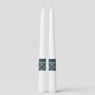 Blue Tartan Pair of Taper Candles