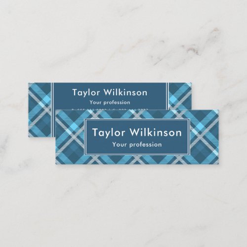 Blue Tartan Pattern Mini Business Card