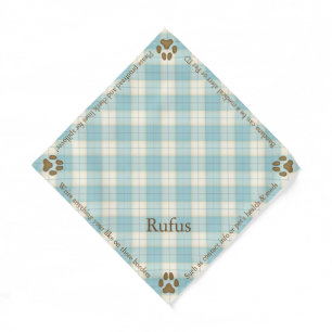 Blue Tartan Personalized Name & Message Dog ID Bandana