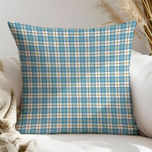 Blue Tartan Pillow Cozy Gift for His Man Cave