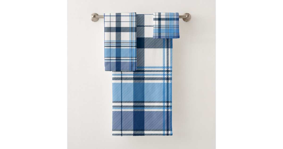 Gingham Check Black Bath Towel Set, Zazzle