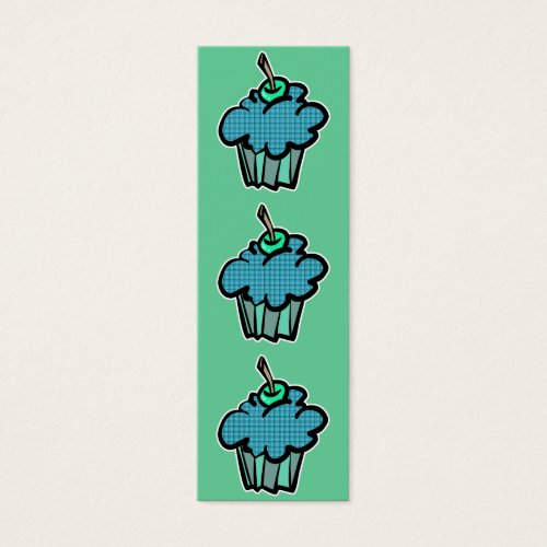 blue tartan plaid cupcake bookmark business card