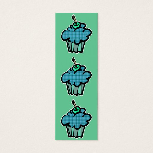 Customizable blue tartan plaid cupcake bookmark business card