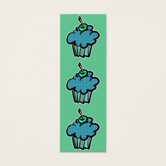 blue tartan plaid cupcake bookmark (Front)