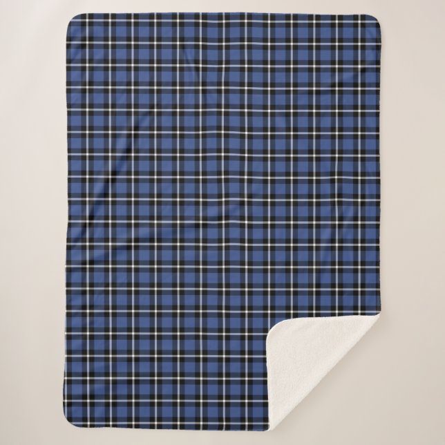 Blue Tartan Plaid Pattern Sherpa Blanket (Front)