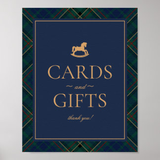 Blue Tartan Plaid Rocking Horse Cards & Gifts Poster