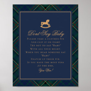 Blue Tartan Plaid Rocking Horse Dont Say Baby Poster