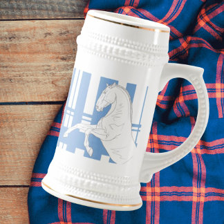 Blue Tartan Stallion Stein Mug