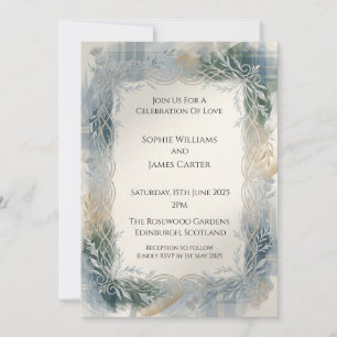 Blue Tartan Wedding Invitation