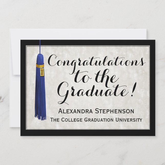 Blue Tassel Congratulations Graduate Graduation Invitation (Front)