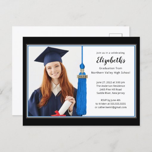 Blue Tassel Photo Graduation Party Invitation | Zazzle