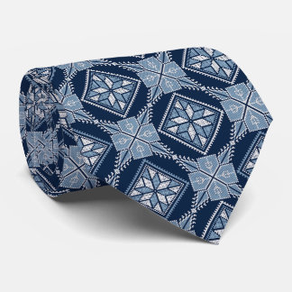 Blue Tatreez Henna Thobe Pattern Neck Tie