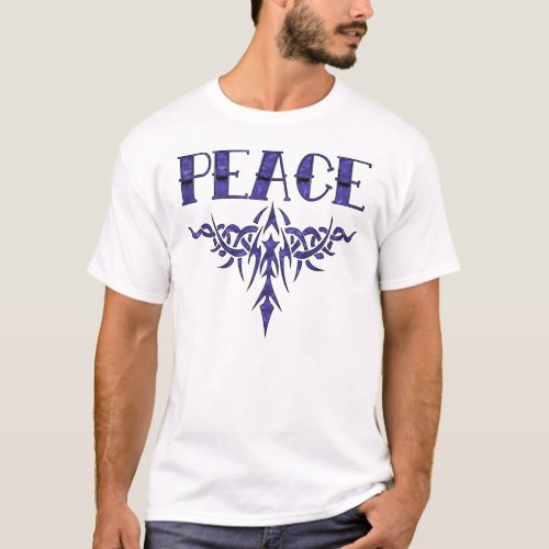 Blue Tattoo Peace Art T_Shirt
