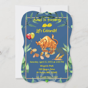 Blue Taurus Birthday (April 20 – May 20) Invitation