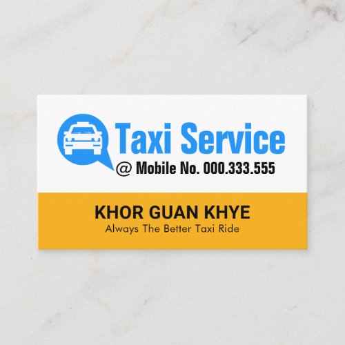 Blue Taxi Cab Speech Box Business Card