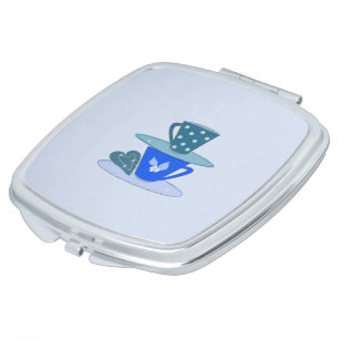 Blue Tea Cups Compact Mirror