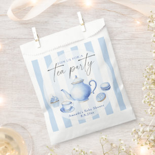 Blue Tea Party Baby Shower Favor Bag