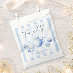 Blue Tea Party Baby Shower Favor Bag