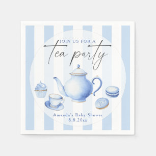 Blue Tea Party Baby Shower Napkins