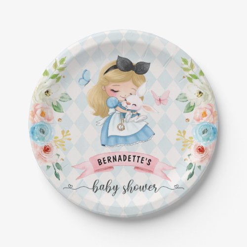 Blue Tea Party Baby Shower Paper Plate