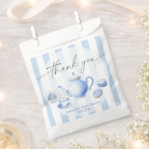 Blue Tea Party Baby Shower Thank you Favor Bag