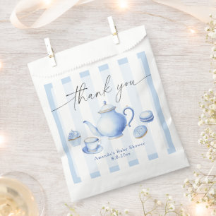 Blue Tea Party Baby Shower Thank you Favor Bag