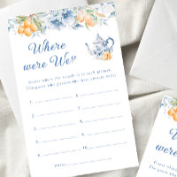 Blue Tea Pot Where Were We Bridal Shower Game