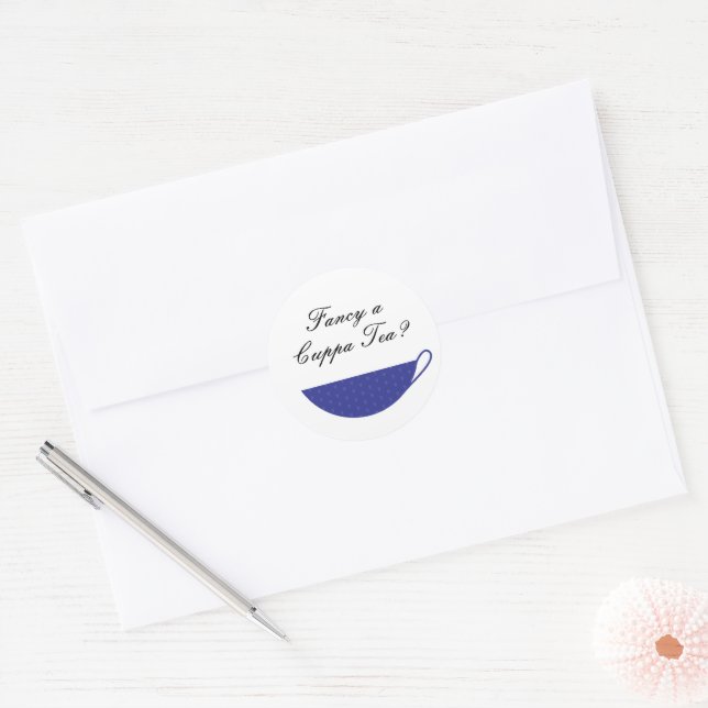 Blue Teacup Envelope Seal & Sticker (Envelope)