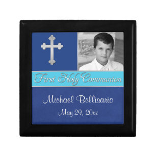 Blue, Teal 1st Communion Keepsake Jewelry Box