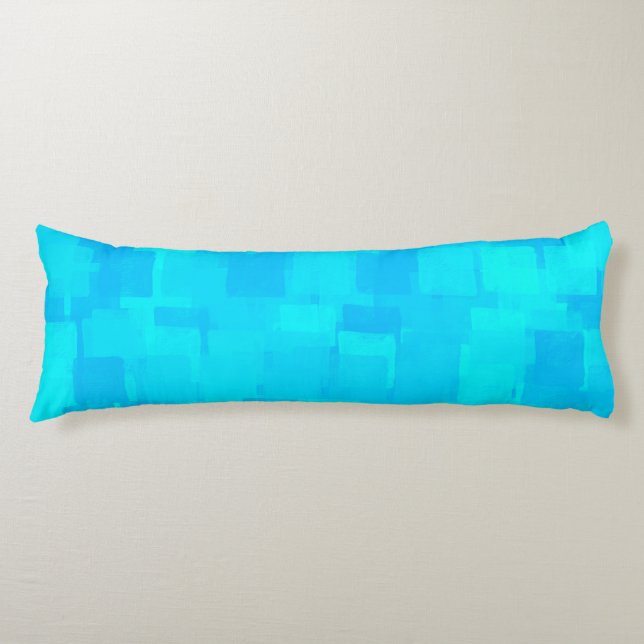 Blue Teal Abstract Pattern Body Pillow (Front)