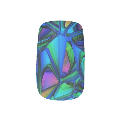 Blue  Teal Abstract Pattern Minx Nail Art