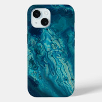 Blue Teal Acrylic Pouring Abstract Fluid Art