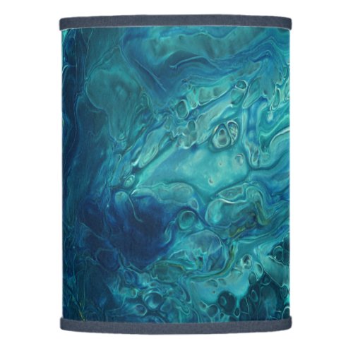 Blue Teal Acrylic Pouring Abstract Fluid Art Lamp Shade