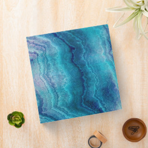 Blue Teal Agate Texture 3 Ring Binder