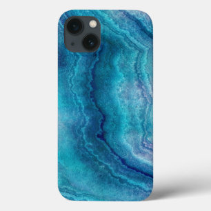 Blue Teal Agate Texture iPhone 13 Case